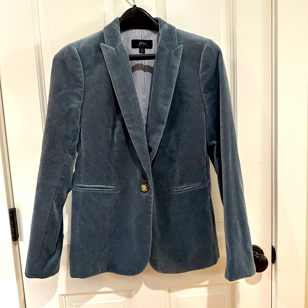 J. Crew Light Blue Velvet Blazer Size 4